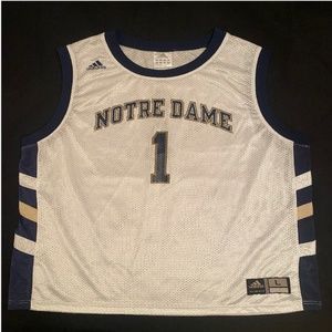 Vintage Adidas Notre Dame Fighting Irish Basketball NCAA Jersey #1 White Size L